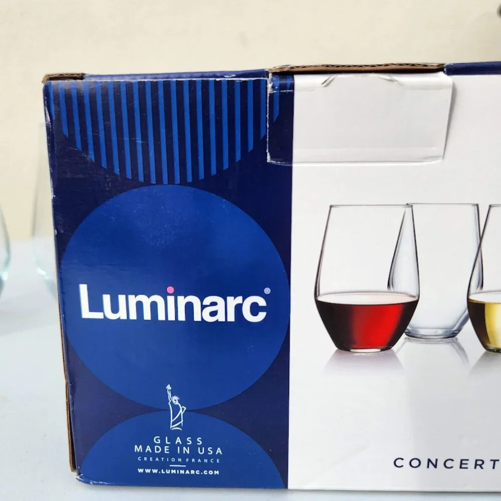 NEW Set of 3 Luminarc Concerto 19 oz glass stemless wine water iced tea glasses